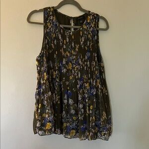 Halogen Floral Pleated Tank Top